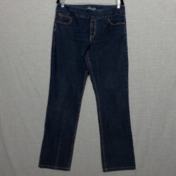 Reitmans Pull On Jeans Sz 13 Straight Leg High Rise Dark Wash Blue - Picture 7 of 7